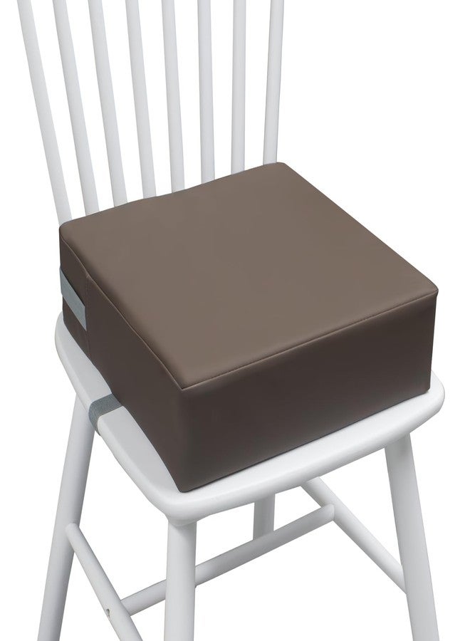 Eiury Toddler Booster Seat Dining Table Kitchen Chair, Waterproof Anti-Scratch PU Cushion, Non-Slip Bottom, Adjustable Buckle Straps, Easy Clean Portable Seat Cushion (Dark Brown) - Image 1